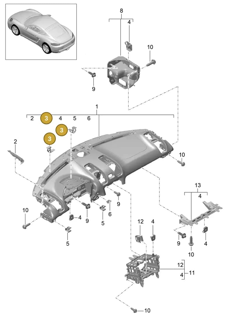982857054EOL7 — Porsche Cayman (2016-2019) diagram p50809000, position 3