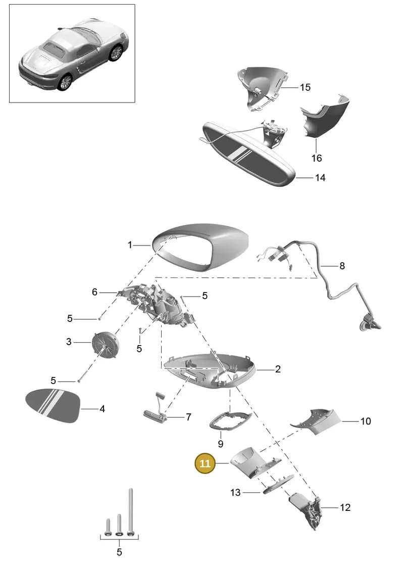 9828571121E0 — Porsche Boxster (2016-2019) diagram p48809050, position 11