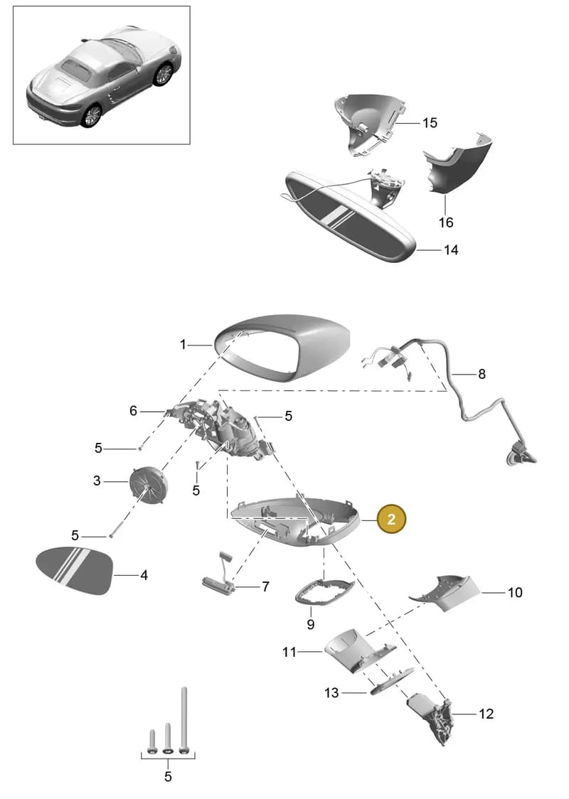 982857185B1E0 — Porsche Boxster (2016-2019) diagram p48809050, position 2