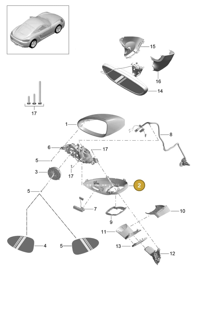 982857185B1E0 — Porsche Cayman (2016-2019) diagram p50809050, position 2