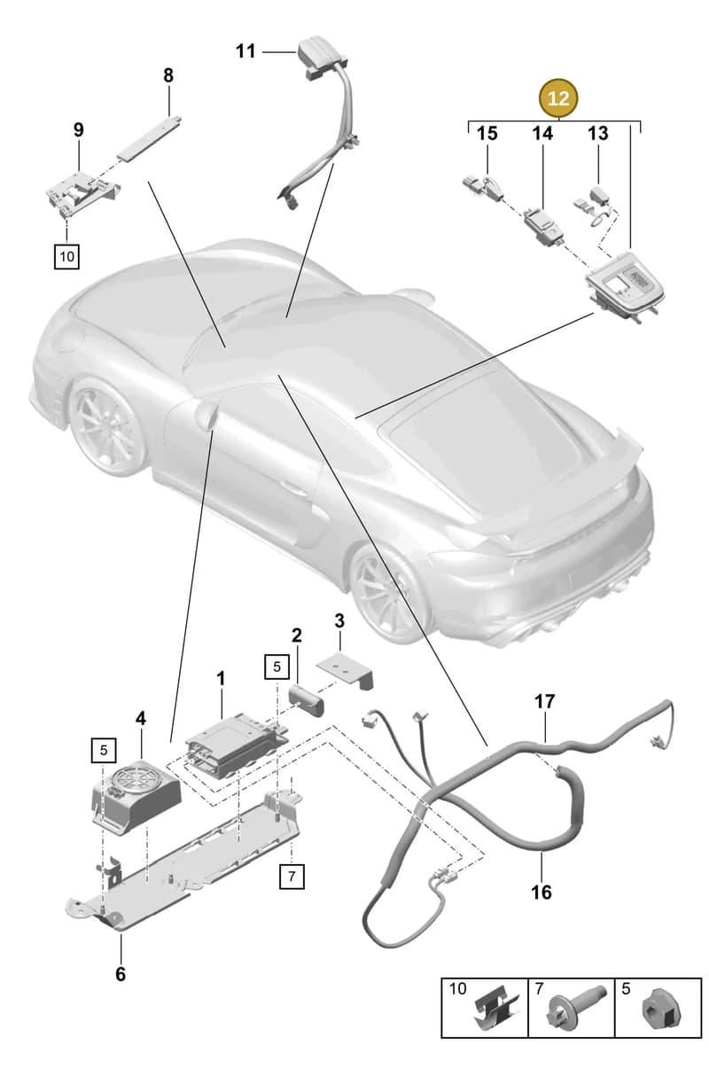 982857200A05 — Porsche Cayman GT4 (2019-) diagram p55911040, position 12