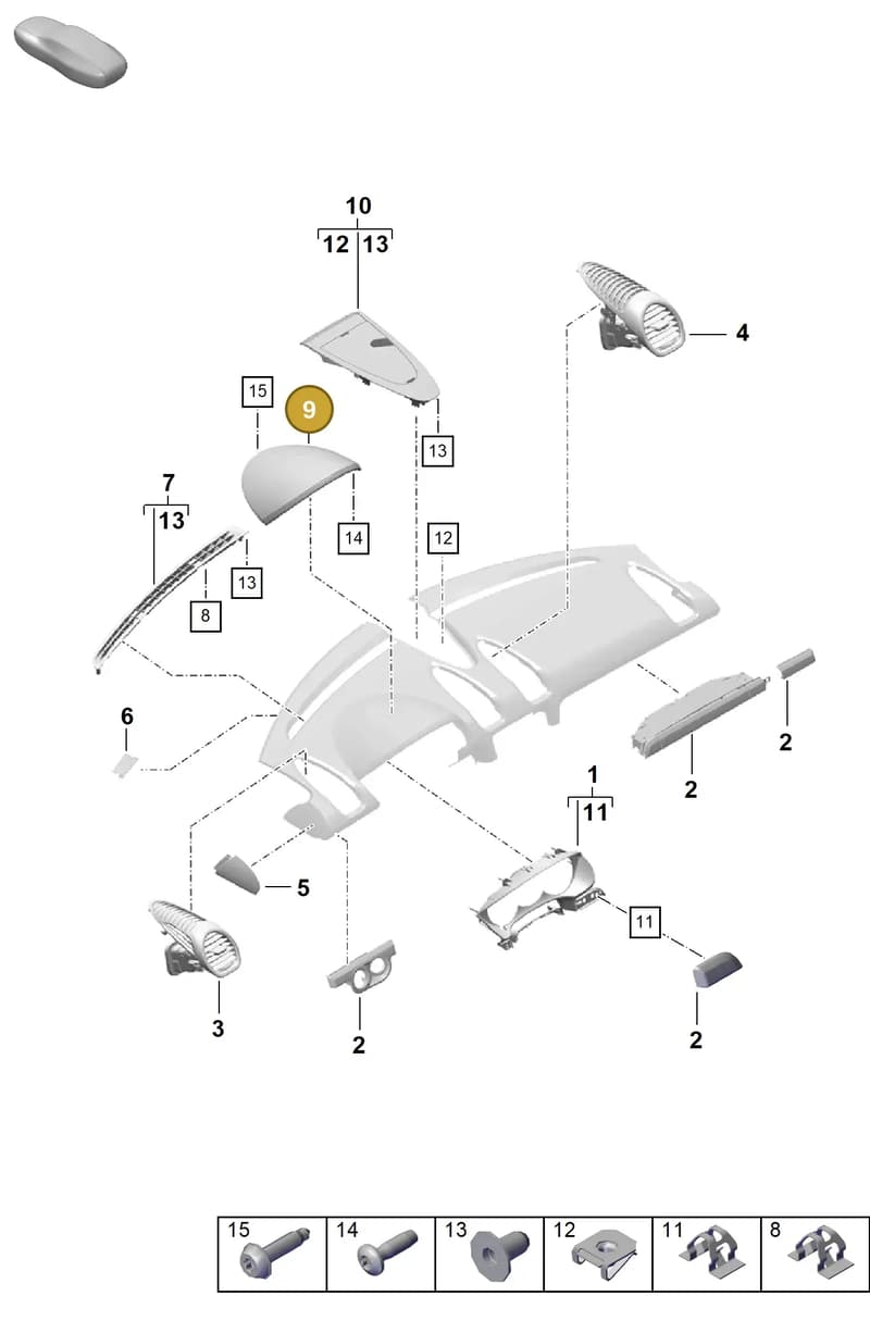 982857303A6J0 — Porsche Boxster Spyder (2019-) diagram p55809050, position 9