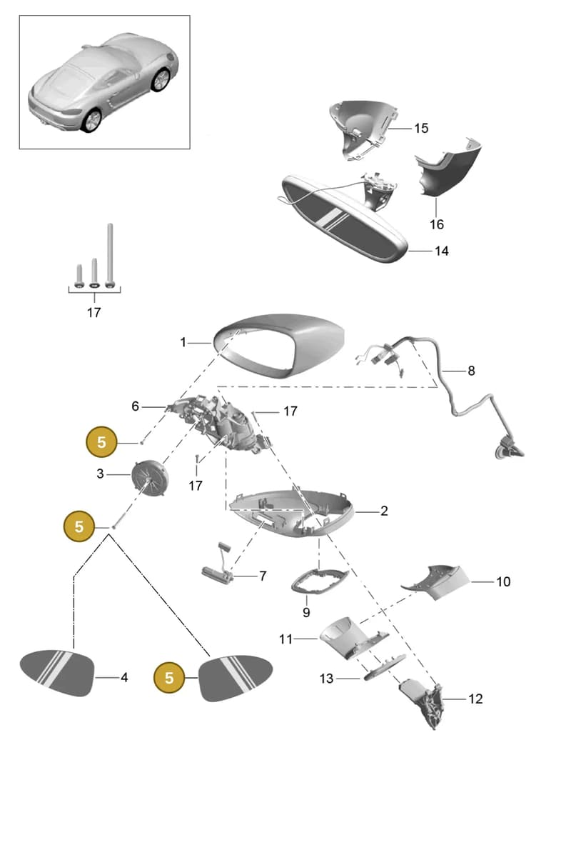 982857522C — Porsche Cayman (2016-2019) diagram p50809050, position 5