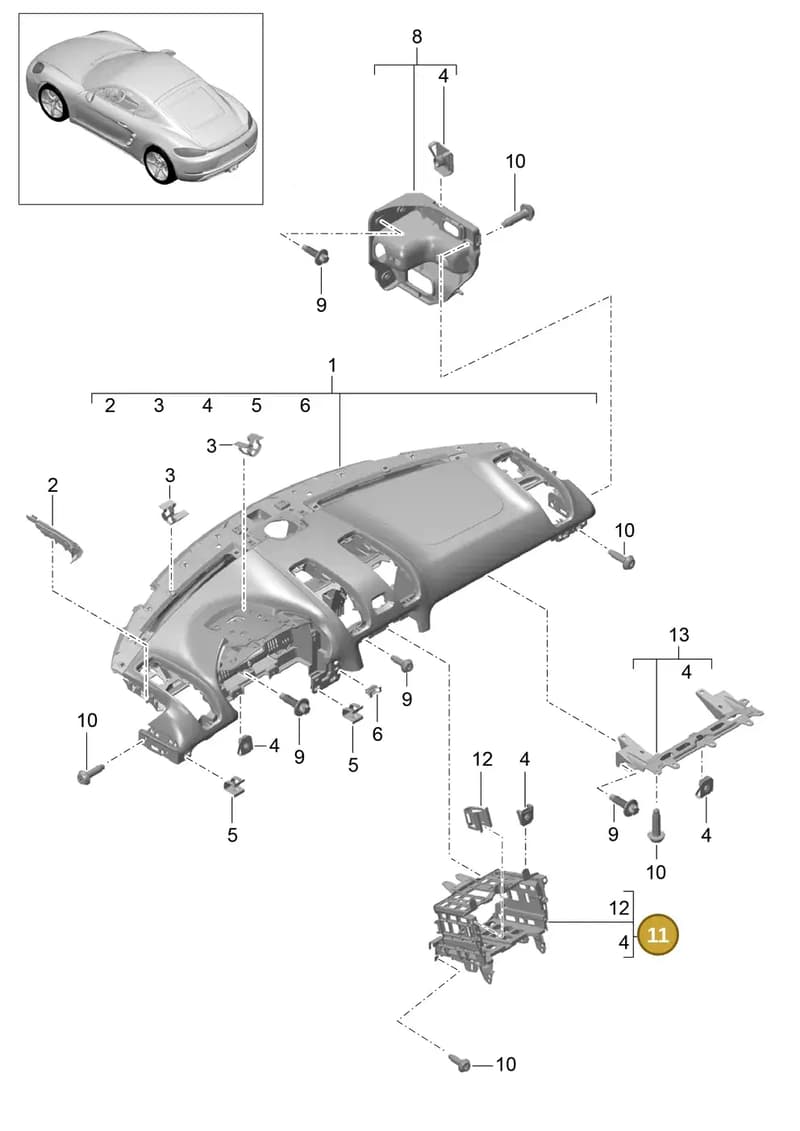 982857995AOH7 — Porsche Cayman (2016-2019) diagram p50809000, position 11