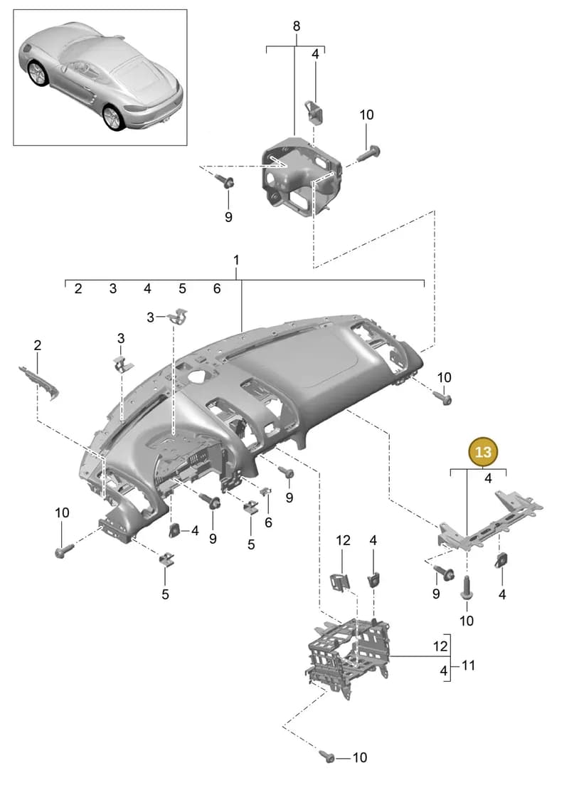 982858189DOL7 — Porsche Cayman (2016-2019) diagram p50809000, position 13
