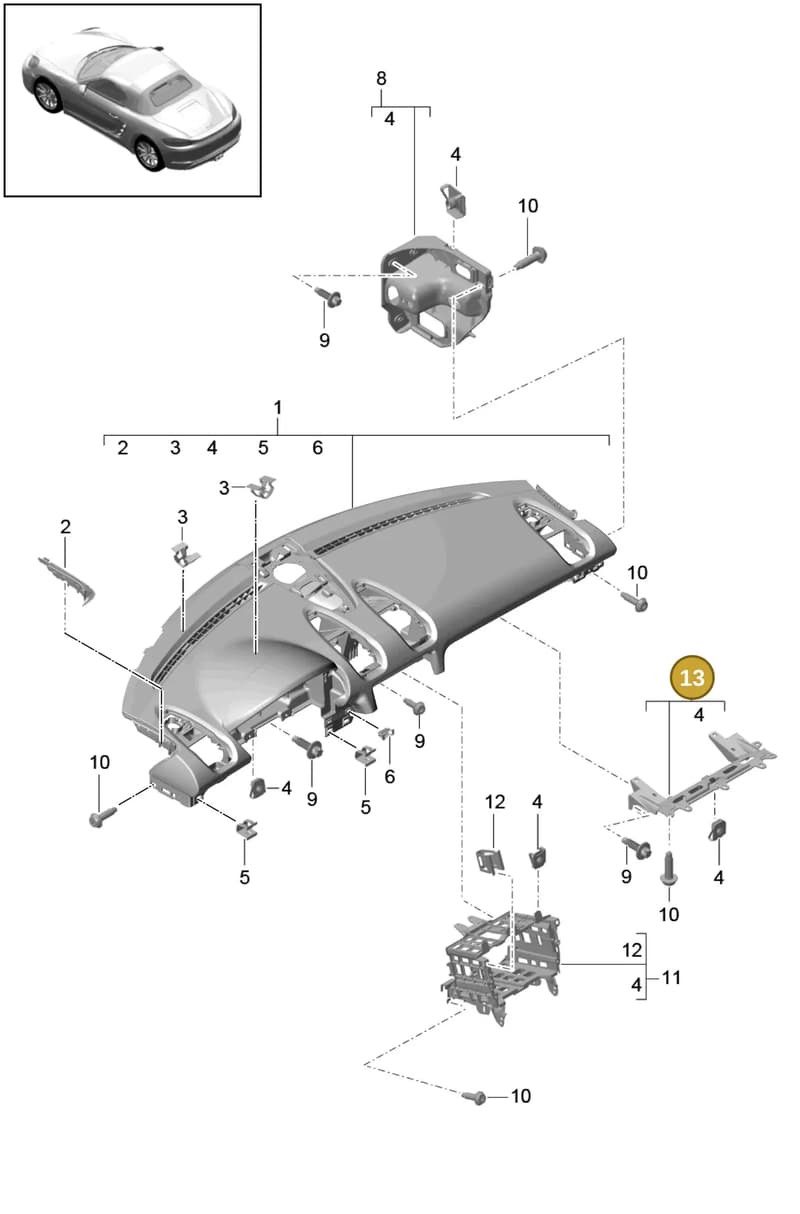 982858189DOL7 — Porsche Boxster (2016-2019) diagram p48809000, position 13