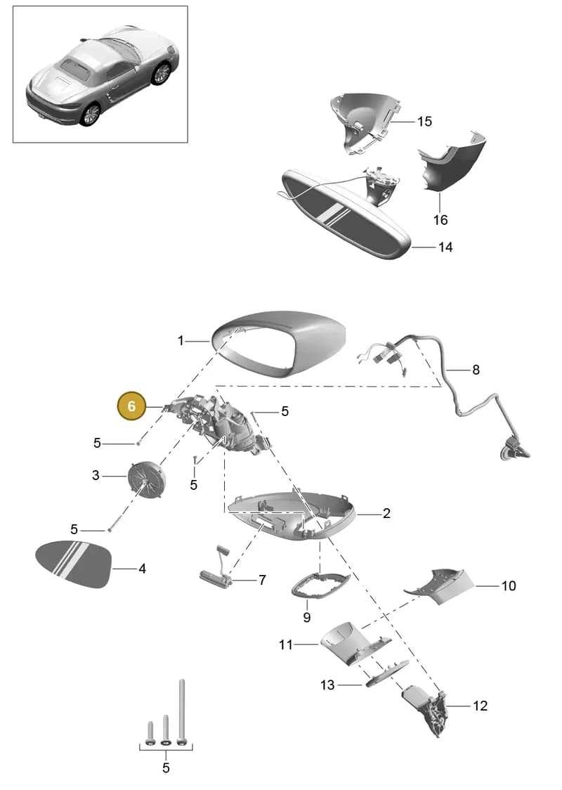982858317B — Porsche Boxster (2016-2019) diagram p48809050, position 6