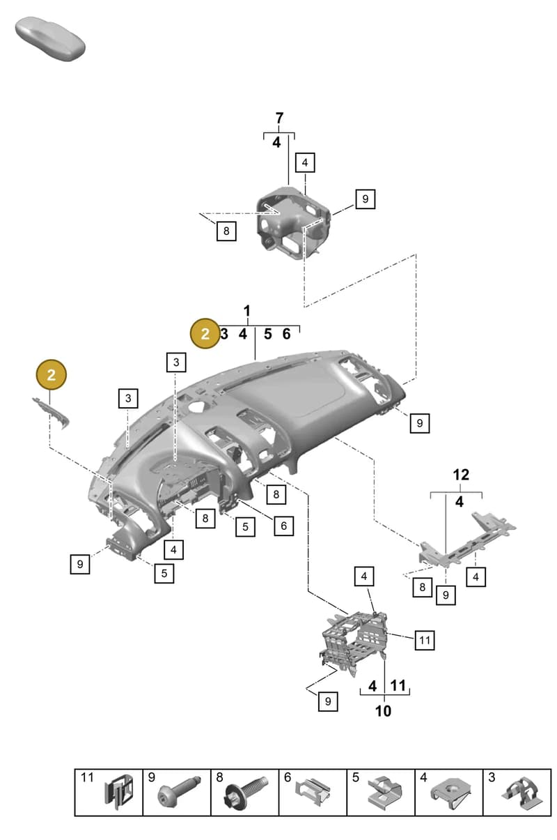 982860438A — Porsche Boxster Spyder (2019-2020) diagram p55809000, position 2