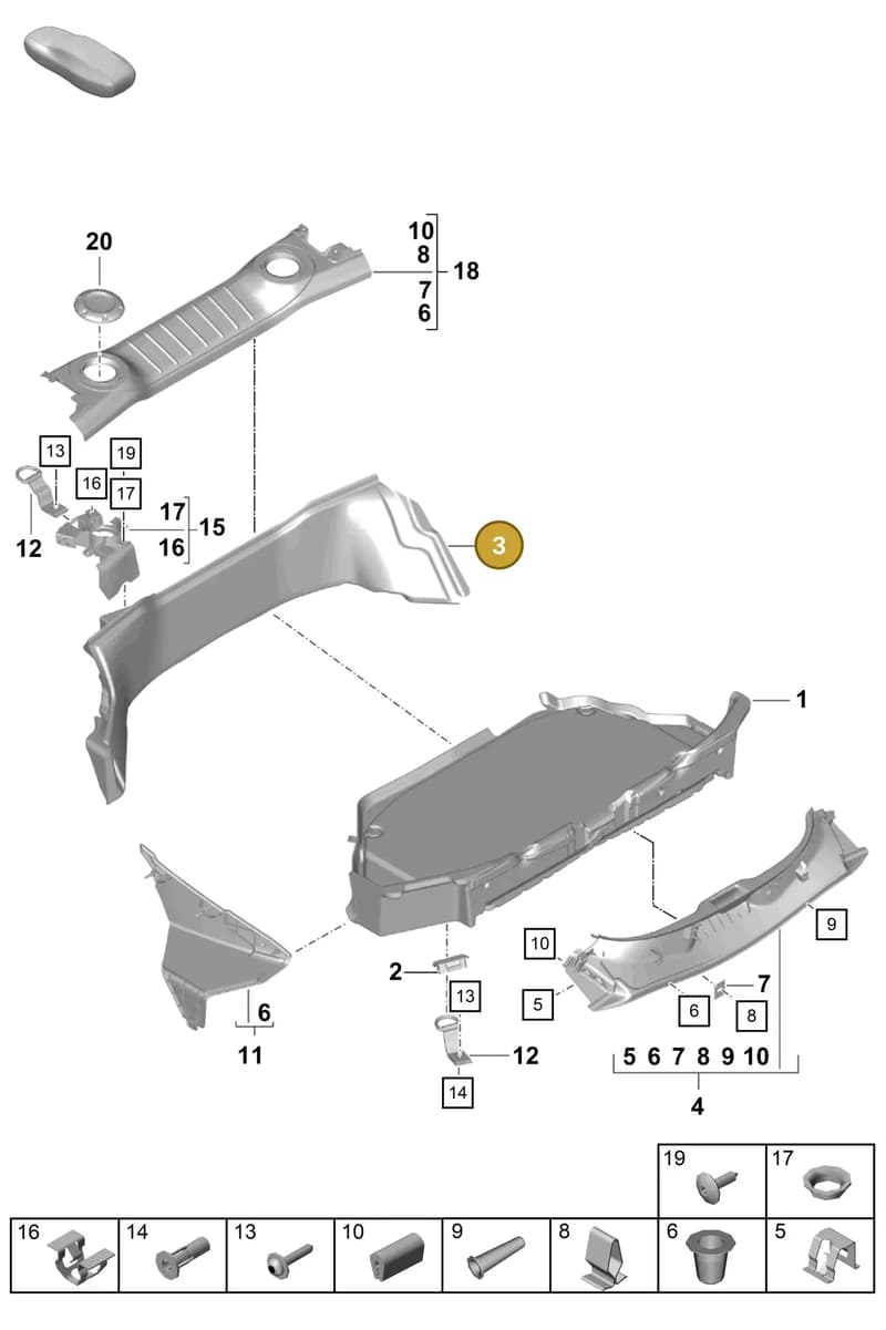 982863007A75 — Porsche Cayman (2019-2022) diagram p55807050, position 3