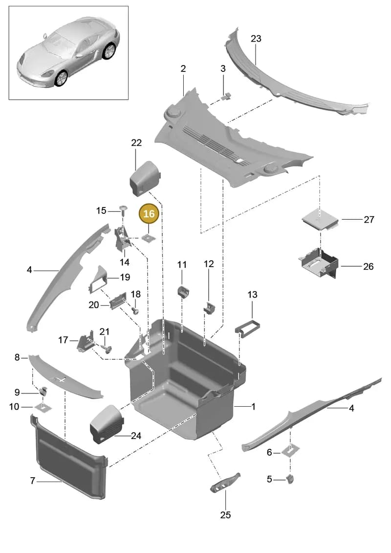 982863254 — Porsche Cayman (2016-2019) diagram p50807000, position 16