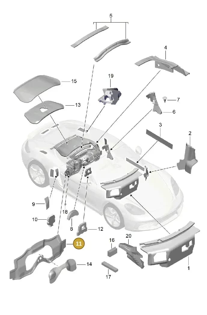 982863309B — Porsche Cayman (2016-2019) diagram p50807080, position 11