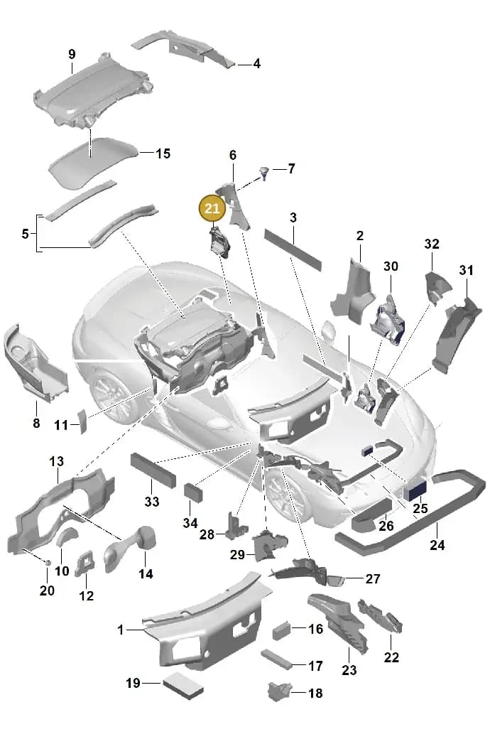 982864587 — Porsche Boxster (2016-2019) diagram p48807080, position 21