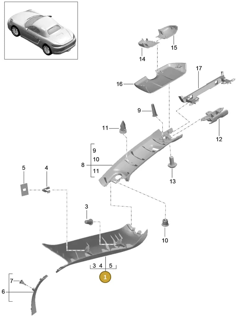 982867233F2W0 — Porsche Boxster (2016-) diagram p48807055, position 1