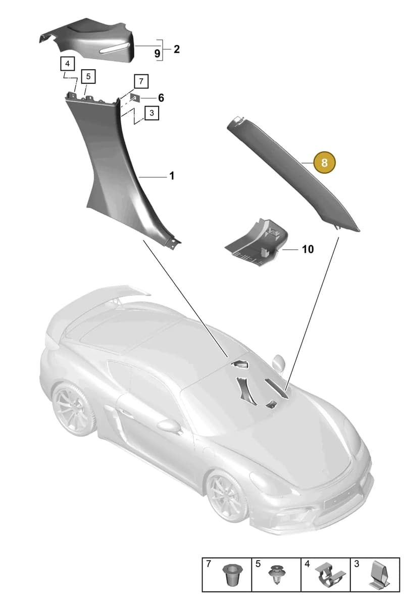 982867234GOX7 — Porsche Cayman (2019-2022) diagram p55807200, position 8