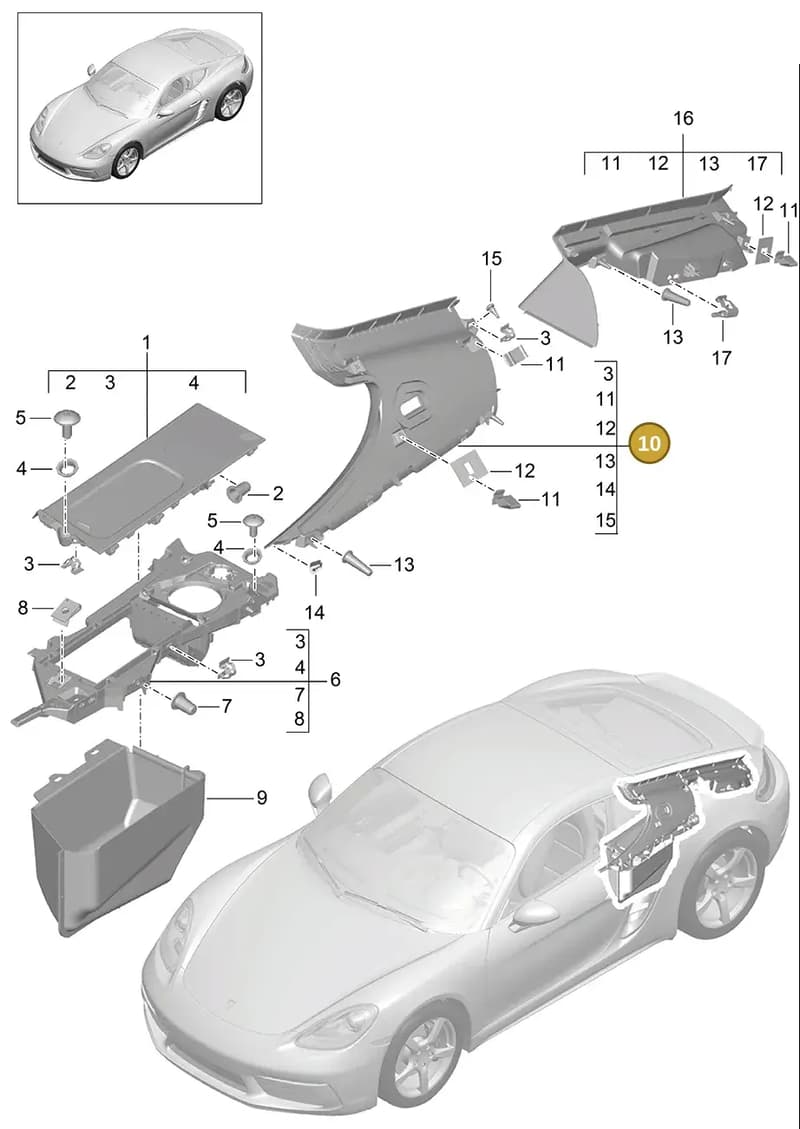 9828672881E0 — Porsche Cayman (2016-2019) diagram p50807030, position 10