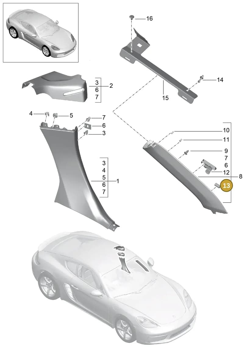 982867492 — Porsche Cayman (2016-2019) diagram p50807020, position 13