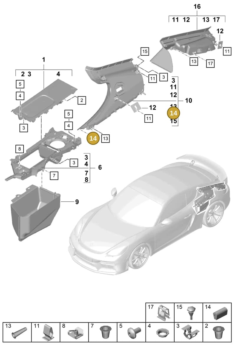 982867492 — Porsche Cayman (2019-2022) diagram p55807300, position 14
