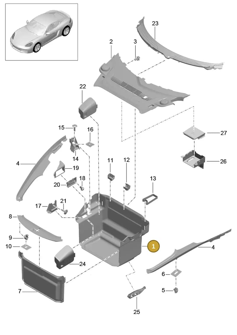 982867501C2W0 — Porsche Cayman (2016-2019) diagram p50807000, position 1