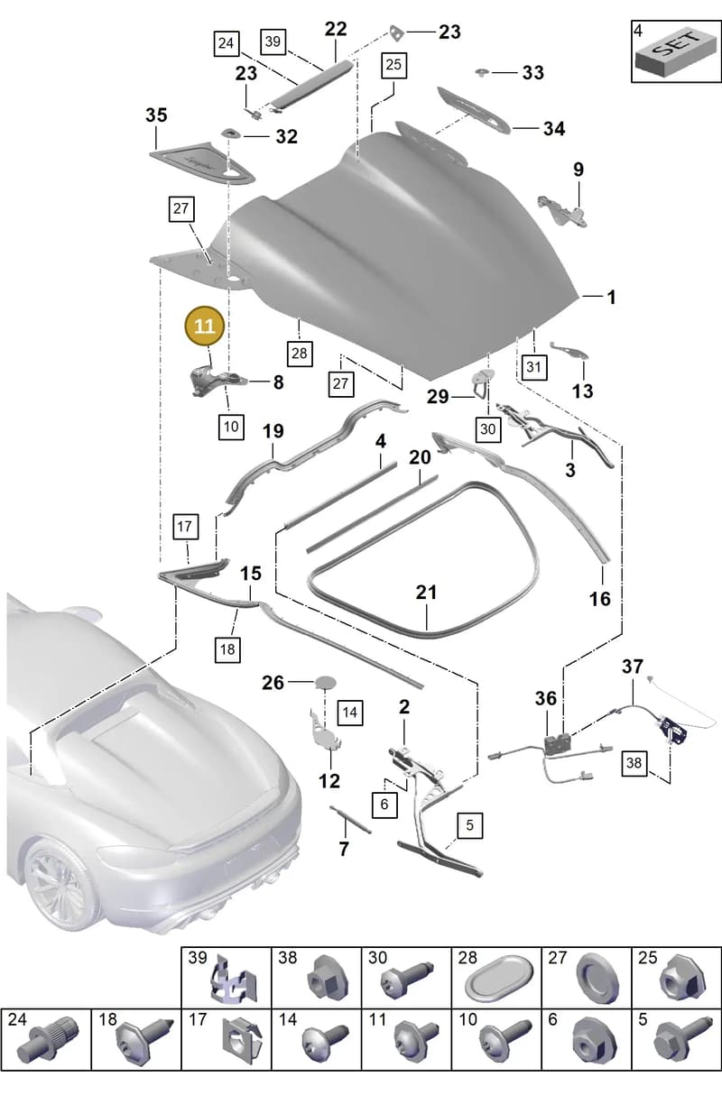 982898070 — Porsche Boxster Spyder (2019-2020) diagram p54803050, position 11