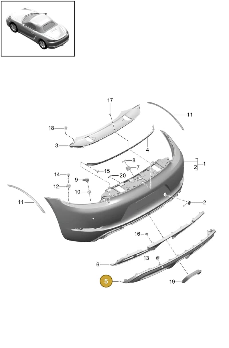982898307 — Porsche Boxster (2016-2019) diagram p48802020, position 5