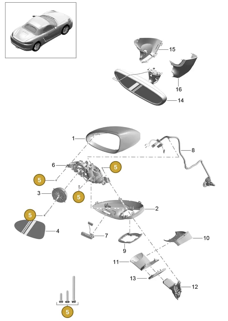 982898813 — Porsche Boxster (2016-2019) diagram p48809050, position 5