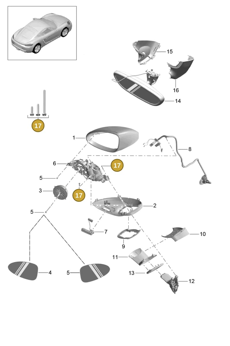 982898813 — Porsche Cayman (2016-2019) diagram p50809050, position 17