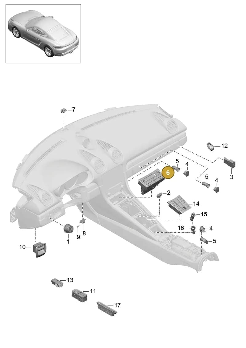 982907039BEDML — Porsche Cayman (2016-2019) diagram p50903005, position 6