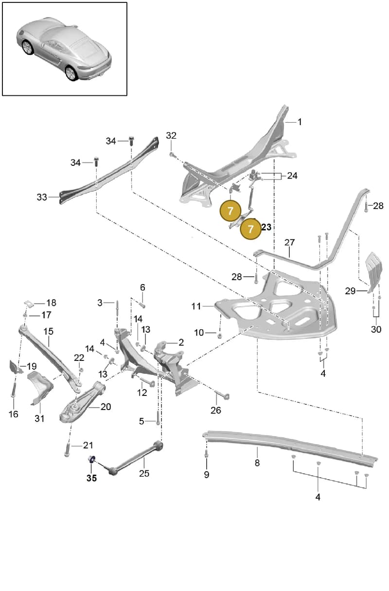 982907333A — Porsche Cayman (2016-2019) diagram p50501000, position 7
