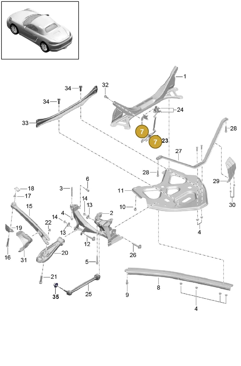 982907333A — Porsche Boxster (2016-2019) diagram p48501000, position 7