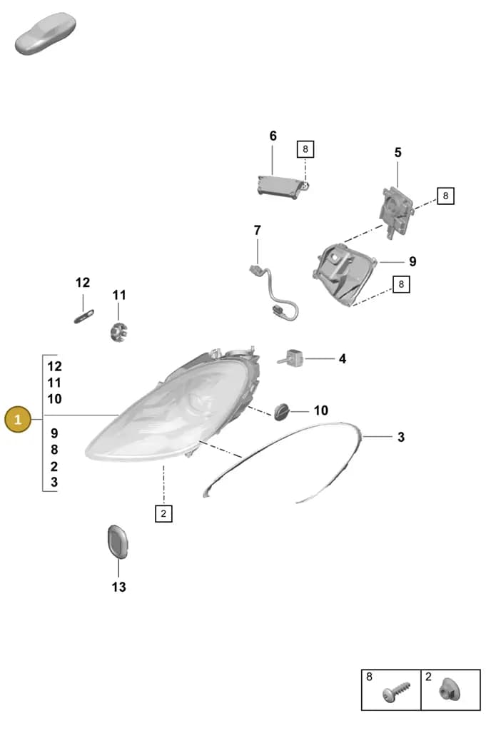 982941020A — Porsche Boxster Spyder (2019-2020) diagram p55905000, position 1
