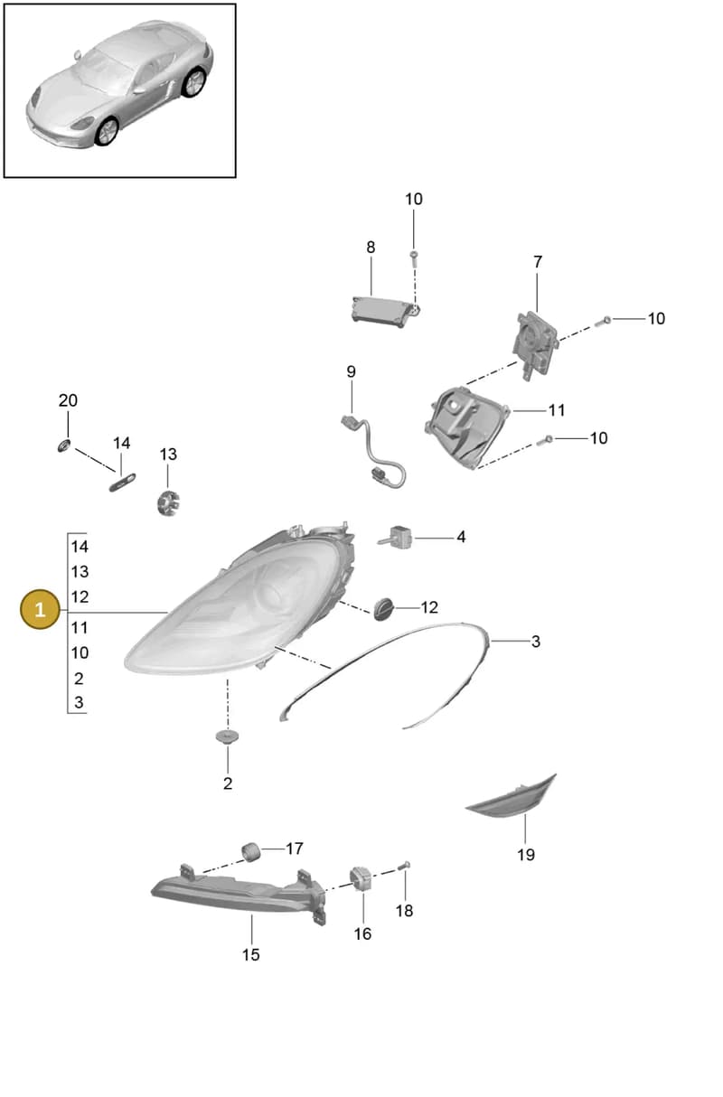 982941039AG — Porsche Cayman (2016-2019) diagram p50905000, position 1