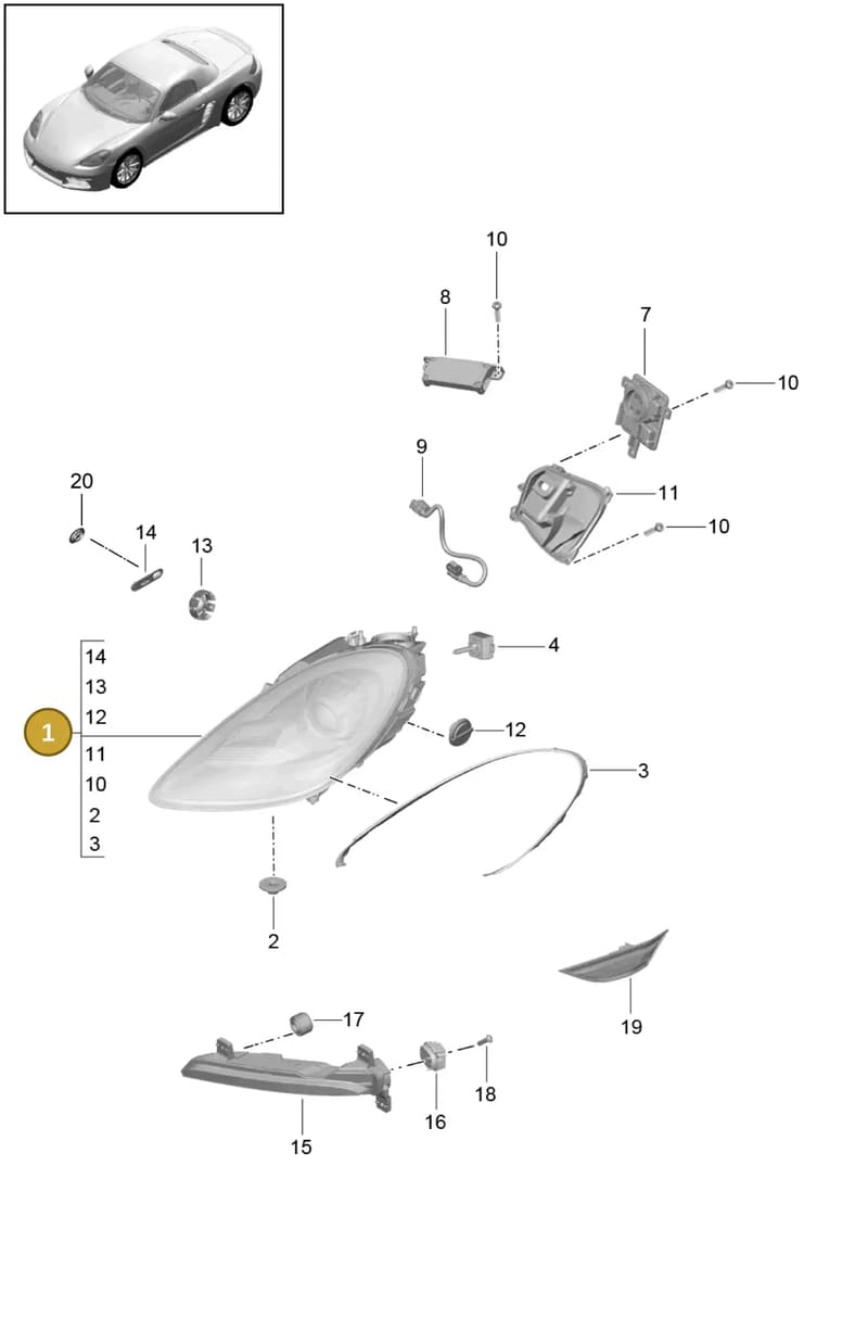 982941078G — Porsche Boxster (2016-2019) diagram p48905000, position 1