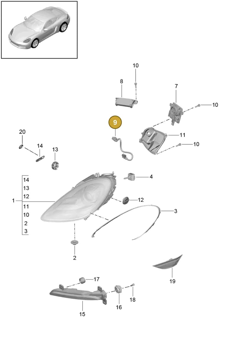 982941627 — Porsche Cayman (2016-2019) diagram p50905000, position 9