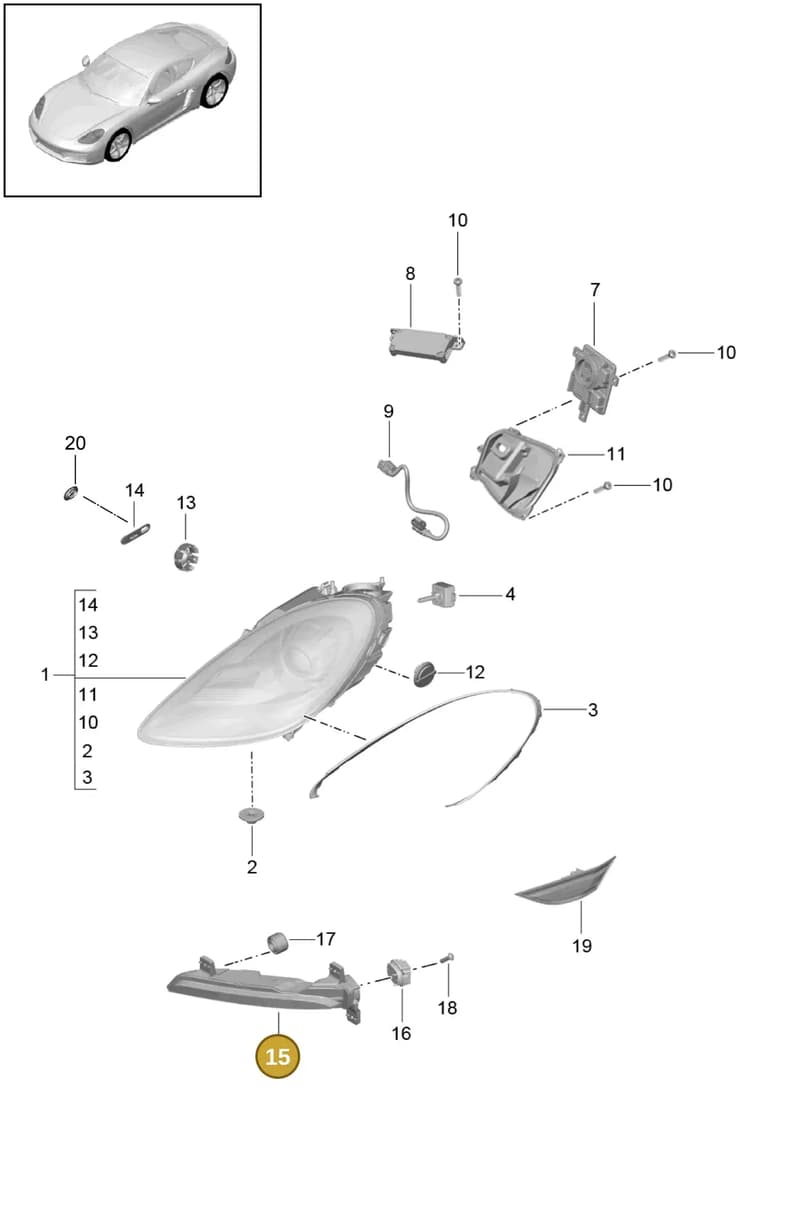 982945097B — Porsche Cayman (2016-2019) diagram p50905000, position 15