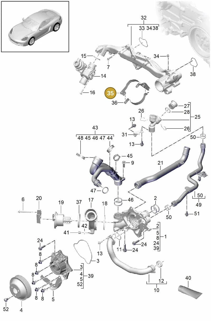 982965553 — Porsche Cayman (2016-2019) diagram p50105000, position 35
