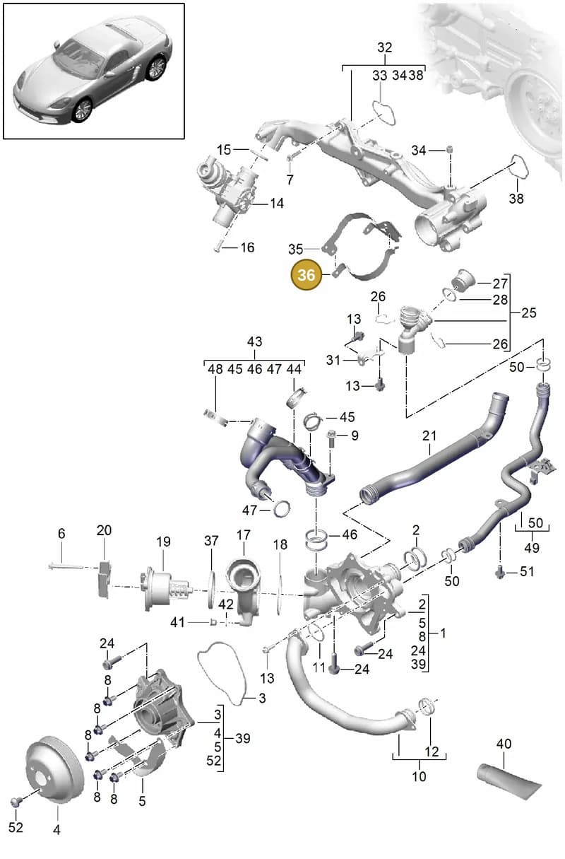 982965558 — Porsche Boxster (2016-2019) diagram p48105000, position 36