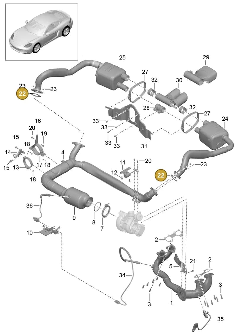 982971846A — Porsche Boxster (2016-2019) diagram p50202000, position 22