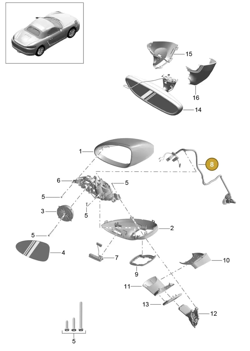 982972235B — Porsche Boxster (2016-2019) diagram p48809050, position 8