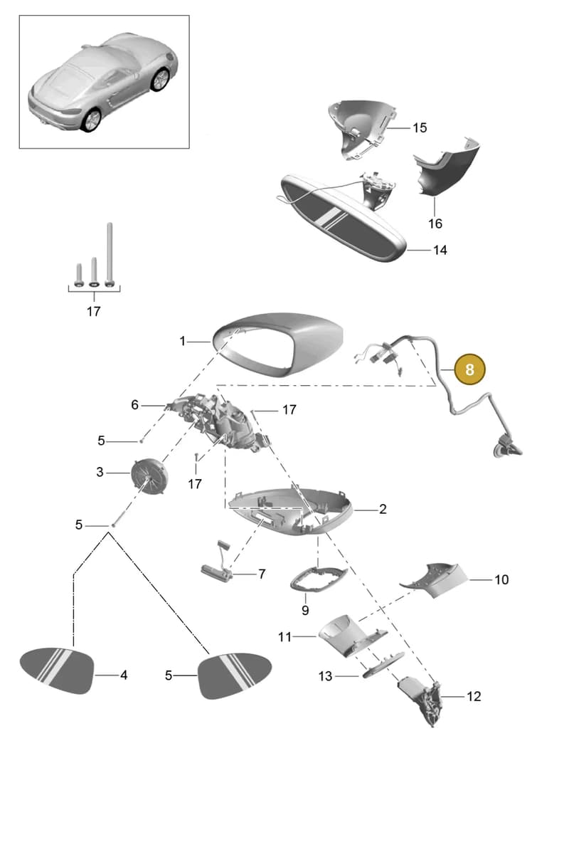 982972235B — Porsche Cayman (2016-2019) diagram p50809050, position 8