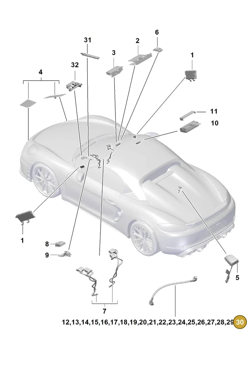 982979003 — Porsche Boxster Spyder (2019-2020) diagram p54911020, position 30