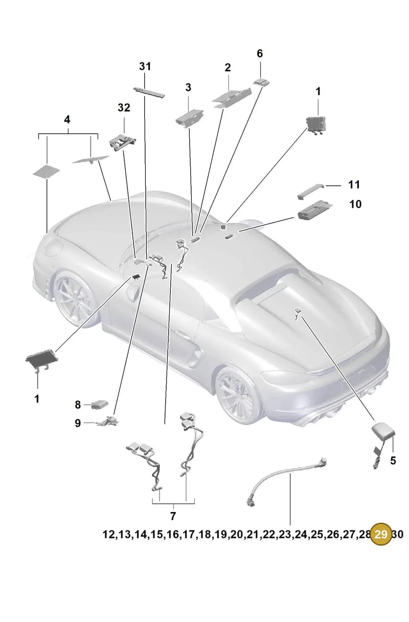 982979004 — Porsche Boxster Spyder (2019-2020) diagram p54911020, position 29