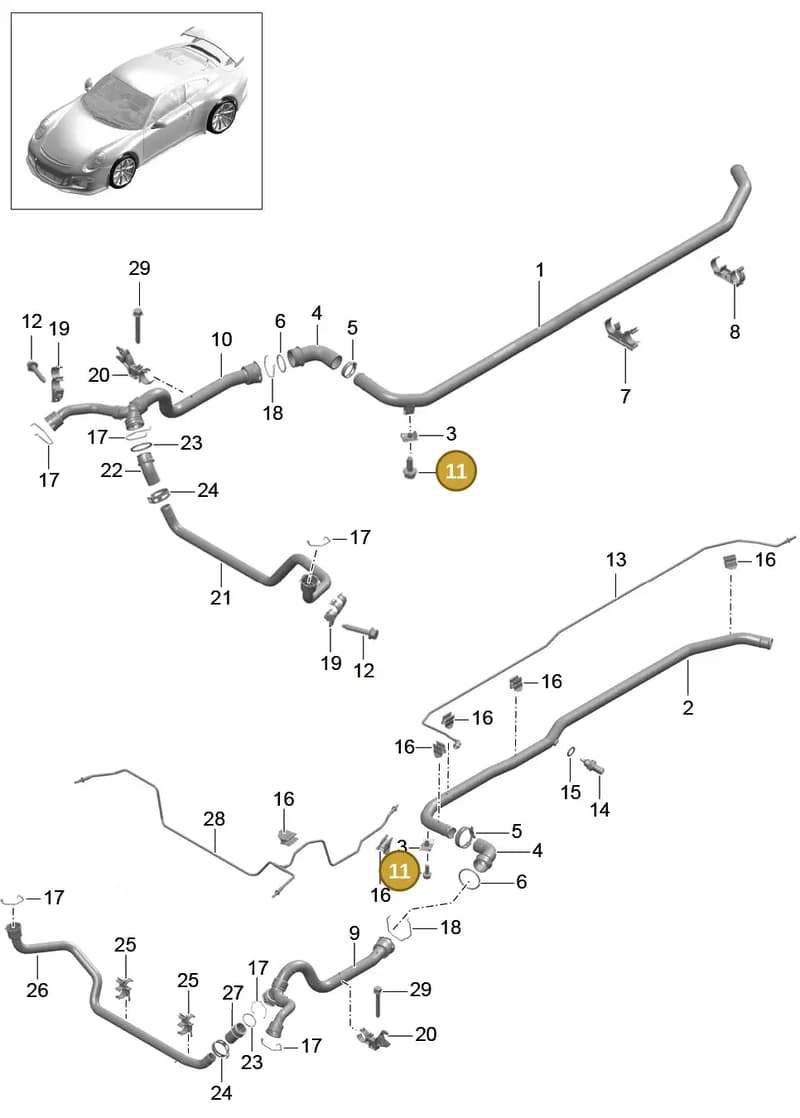 99110616601 — Porsche 911 (2013-2020) diagram p41105010, position 11