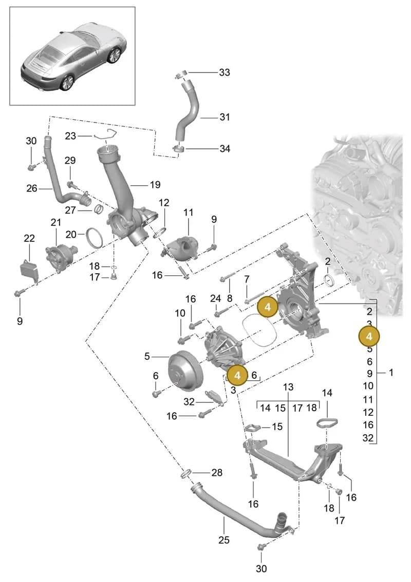 99110621201 — Porsche 991 Carrera 4 (2011-2016) diagram p38105000, position 4