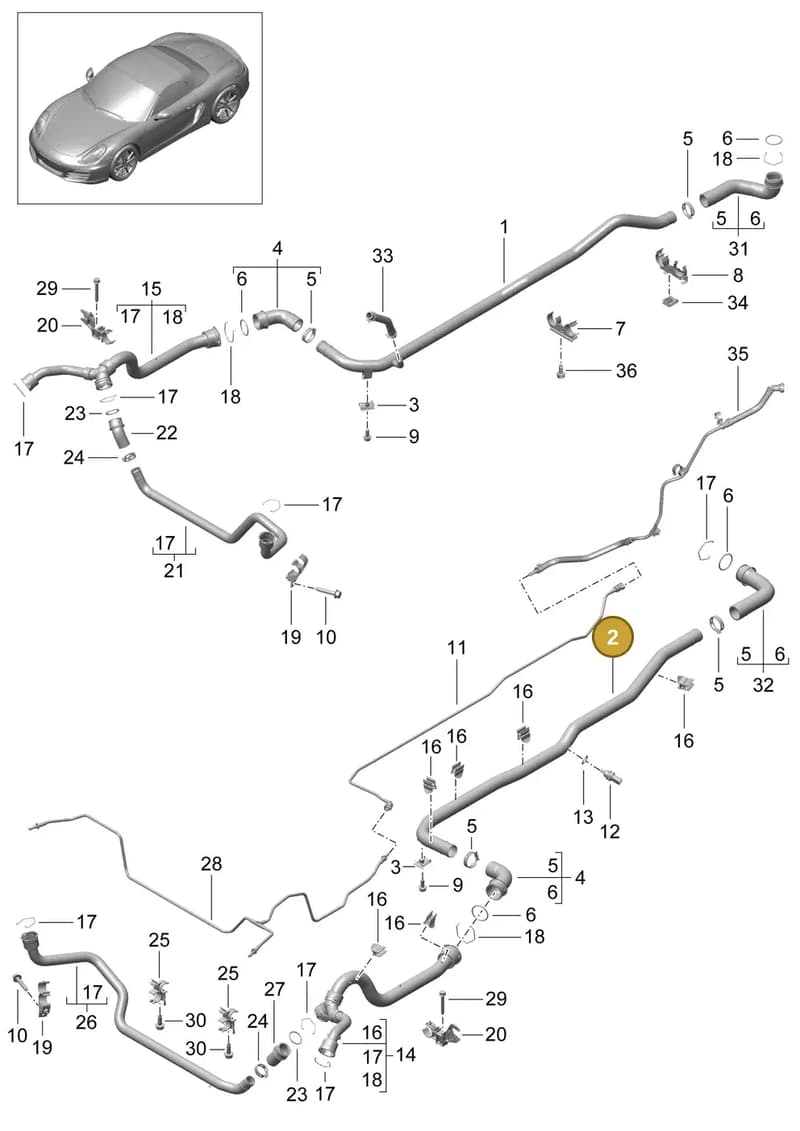 99110623701 — Porsche Boxster (2012-2016) diagram p39105010, position 2