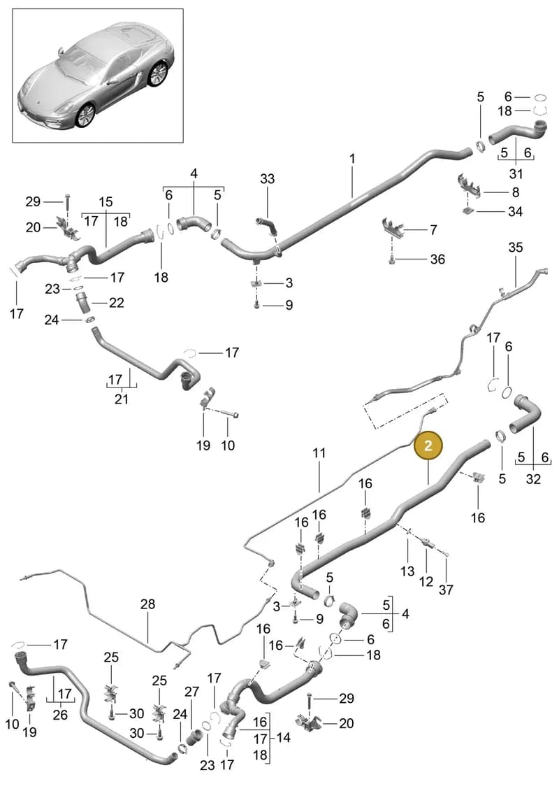 99110623701 — Porsche Cayman (2013-2016) diagram p40105010, position 2