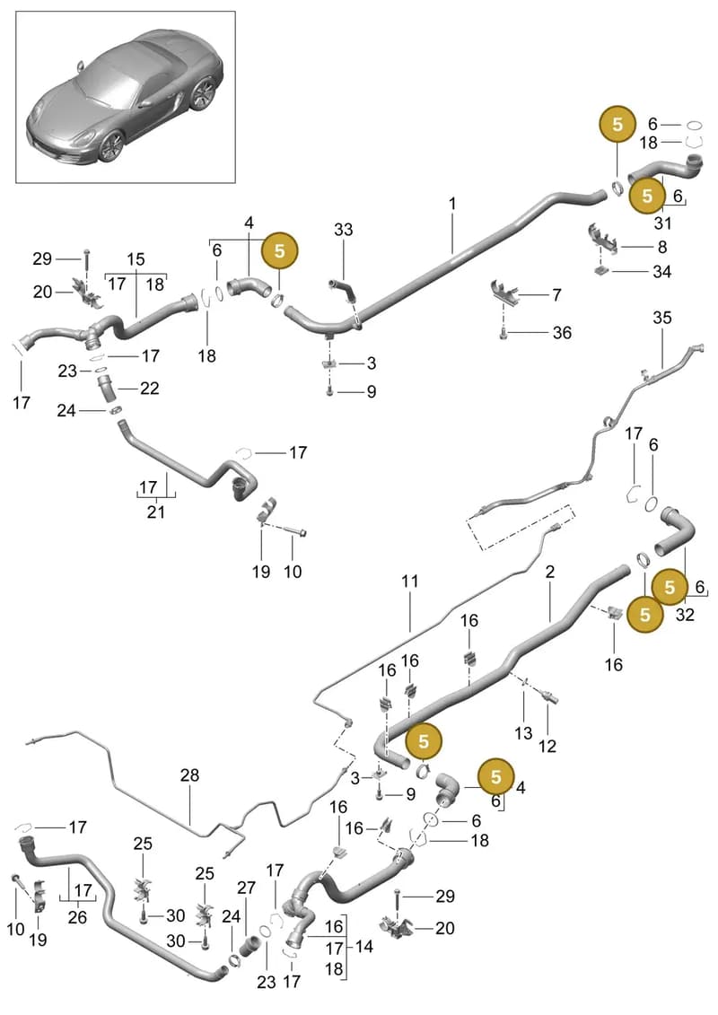 99110625502 — Porsche Boxster (2012-2016) diagram p39105010, position 5