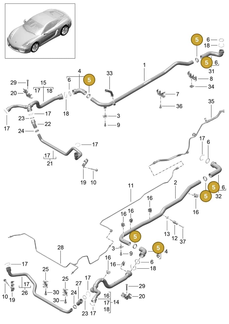 99110625502 — Porsche Cayman (2013-2016) diagram p40105010, position 5