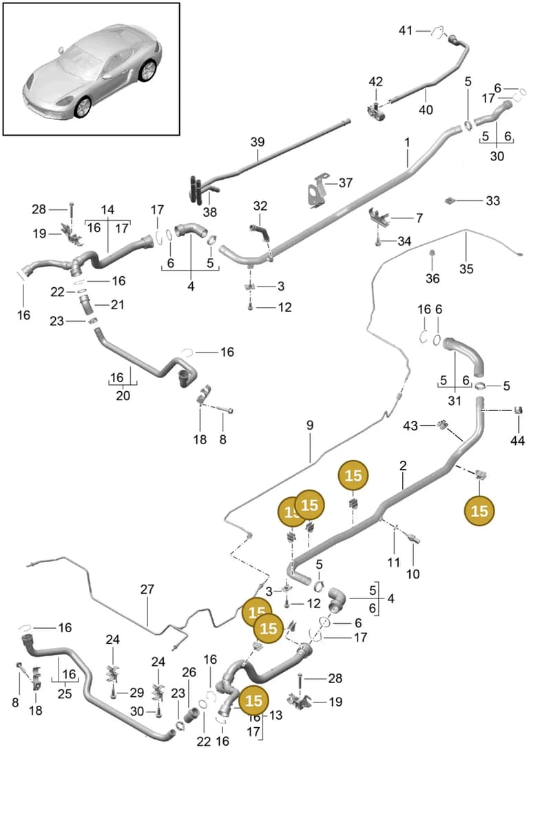 99110625502 — Porsche Cayman (2016-2019) diagram p50105010, position 15