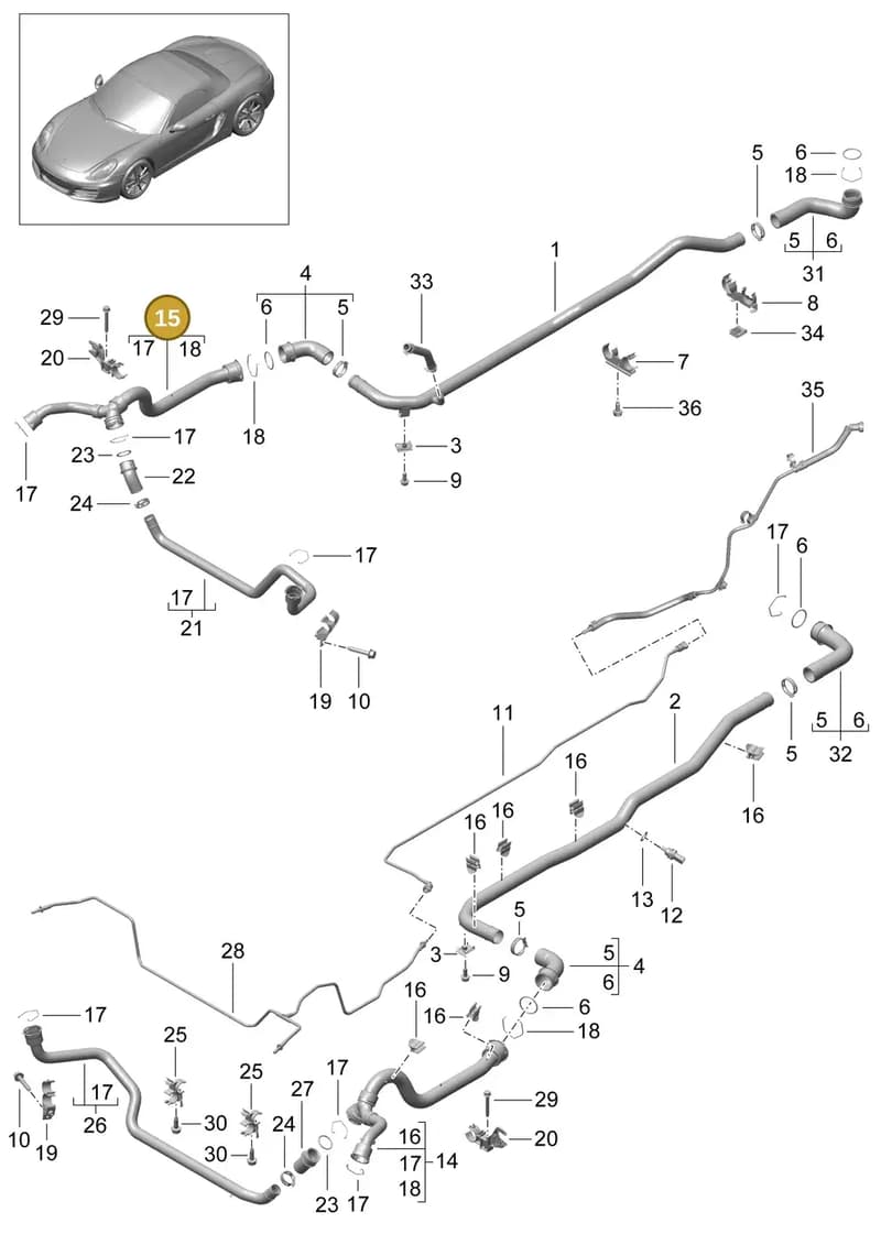 99110633101 — Porsche Boxster (2012-2016) diagram p39105010, position 15