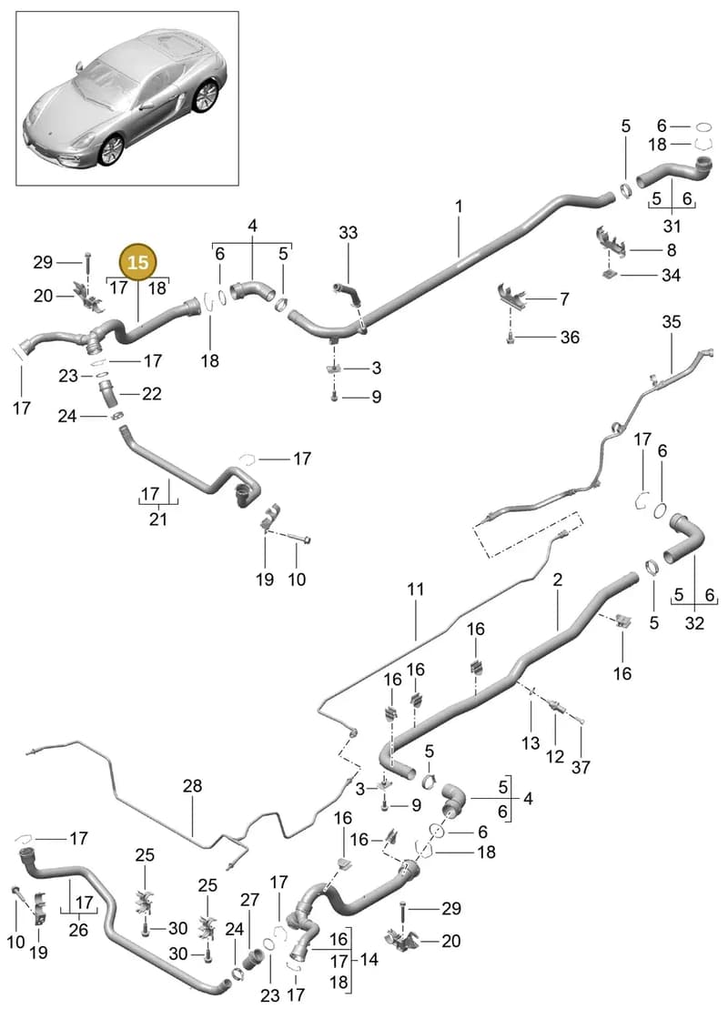 99110633101 — Porsche Cayman (2013-2016) diagram p40105010, position 15